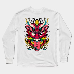 japanese demon mask Long Sleeve T-Shirt